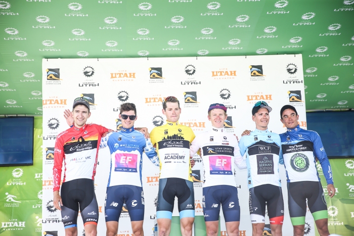 The jersey holders after stage 3. Stage 3 of the 2019 Tour of Utah. Photo by Cathy Fegan-Kim