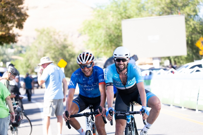 Riders goofing around. Stage 4, 2019 Tour of Utah. Photo by Cathy Fegan-Kim
