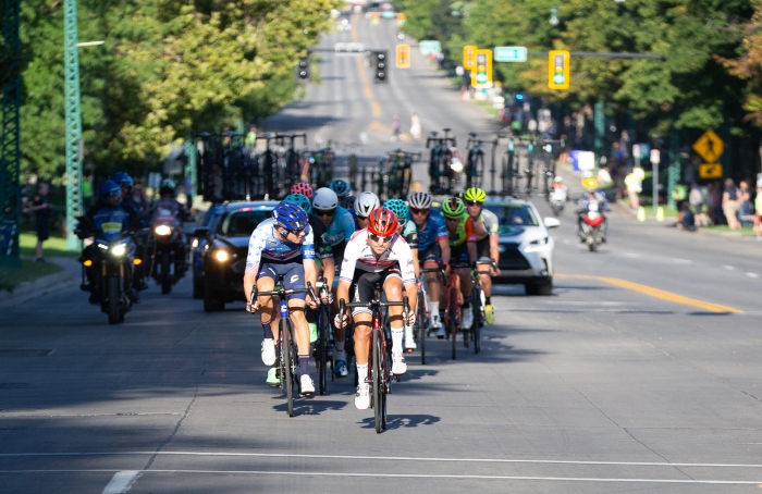 Trek Segafredo rider takes a pull on South Temple. Stage 4, 2019 Tour of Utah. Photo by Cathy Fegan-Kim