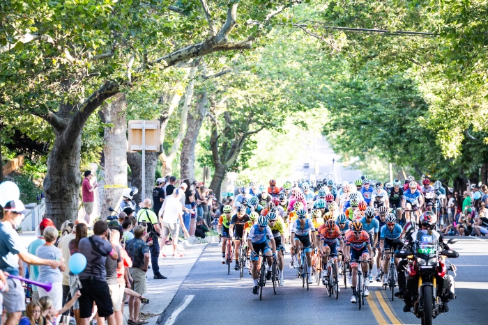 The crowd came out to downtown SLC to cheer on the racers. Stage 4, 2019 Tour of Utah. Photo by Cathy Fegan-Kim