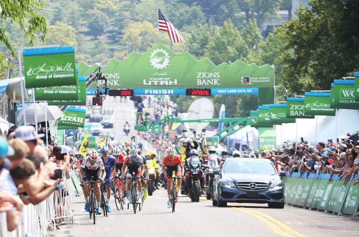 Pace up the steep hill increased as it got closer to the final lap. 2018 Tour of Utah Stage 4, August 8, 2018, Salt Lake City, Utah. Photo by Cathy Fegan-Kim, cottonsoxphotography.net