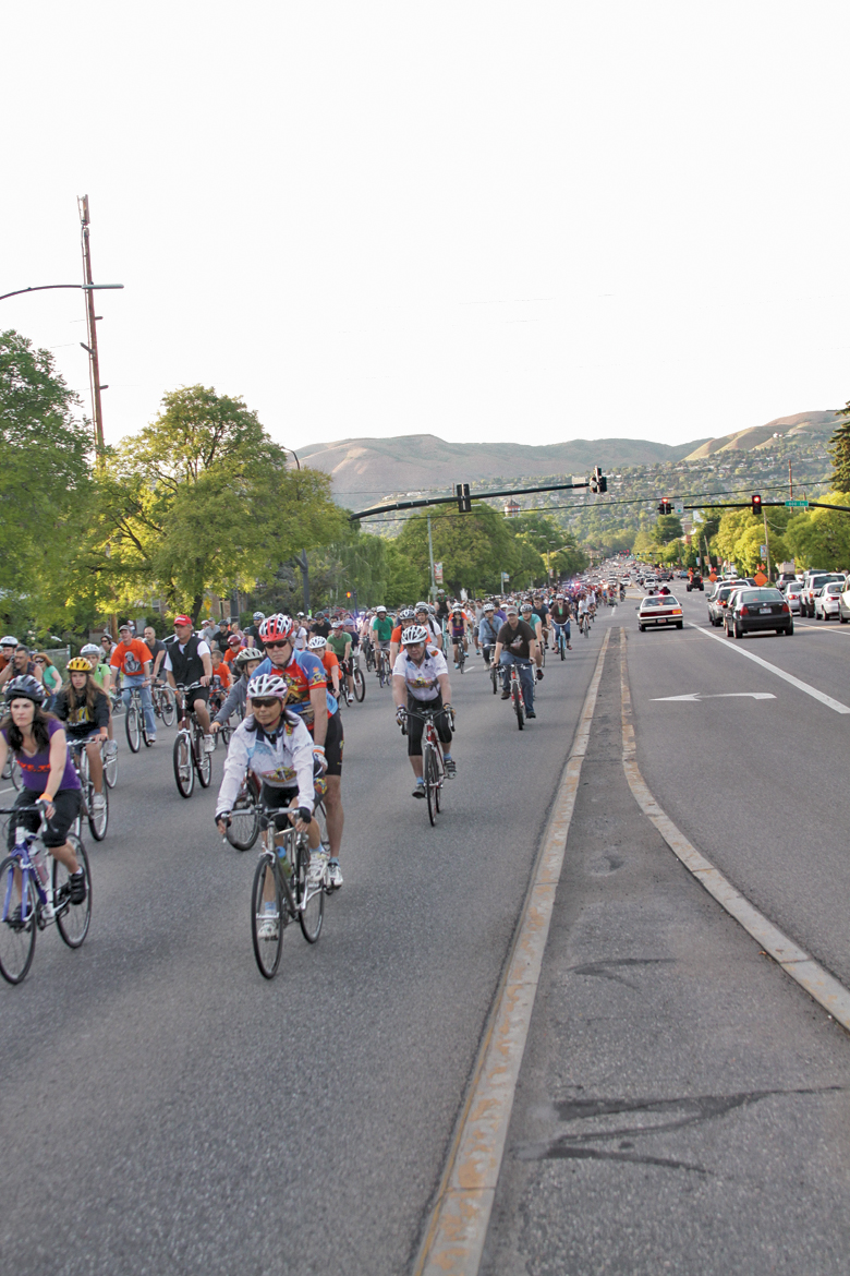 A sea of cyclists rides in solidarity on 700 E.