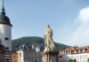 Bicycle touring City of Heidelberg bridge to the famous Heidelberg Castle.