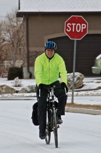 Layne Packer on his Surly Long Haul Trucker commuter bike.
