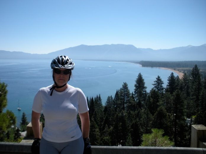 Lynda with Lake Tahoe in the background.