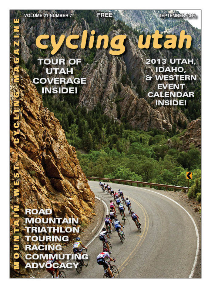 Cover Photo: The peloton descends Big Cottonwood Canyon near Storm Mountain in Stage 5 of the 2013 Tour of Utah. Photo: Jason Porter, jasonporterphoto.com