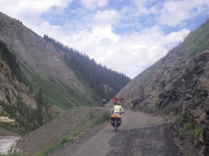 Chasing down day riders heading to Schofield Pass.