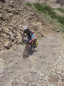 Technical bike touring far above Marble.