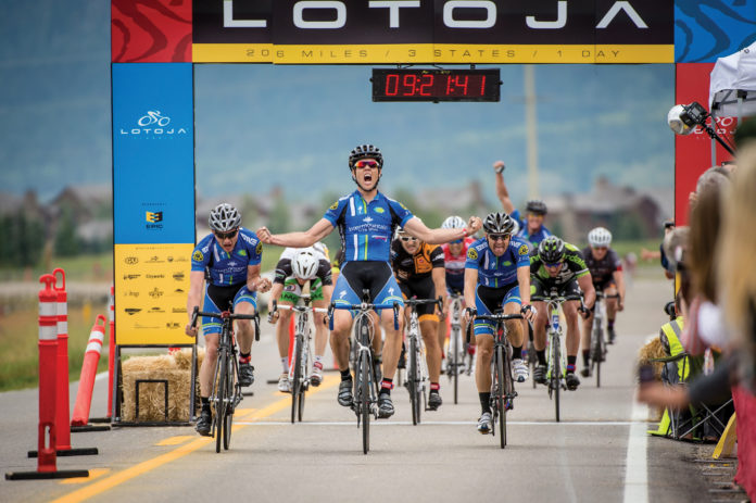 Clinton Mortley leads Intermountain Livewell to a top 3 sweep in the 2013 Lotoja Classic men's pro/1/2 field. Photo courtesy: Ricky Bangerter.