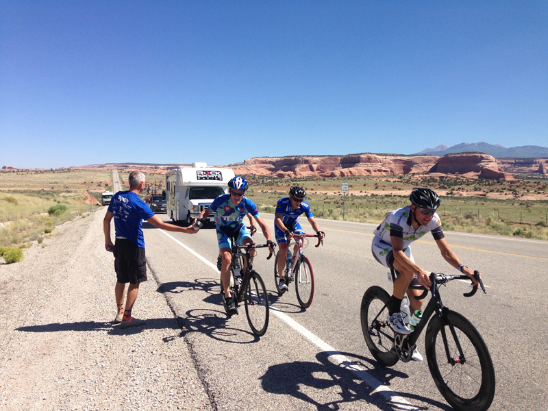 Cameron Hoffman of Pedal Palatinose out front with Ty Hopkins of 4Life/