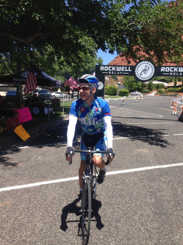 Keith Payne crossing the finish line