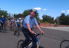 Southern Utah Bicycle Alliance News – Road Respect Comes to Ivins Mayor Hart leading the Ivins community bike ride. Photo: Kai Reed