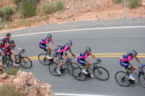 Chris Horner & his Lampre team climbing Big Mountain in stage 6 of the 2014 Tour of Utah. Photo by Dave Richards, daverphoto.com