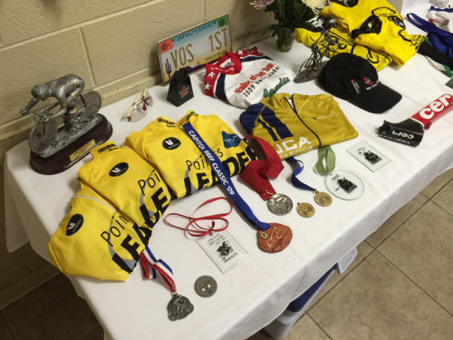 A portion of the awards and jerseys that Chase earned during his