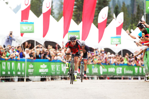Cadel Evans took the win over Joey Rosskopf at Snowbird in stage 6.