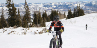 Amanda Miller winning the pro Fat Bike National Championship at Powder Mountain on February 14, 2015. Photo by Dave Iltis
