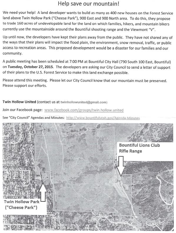 A flier being circulated by a group called Twin Hollow United.