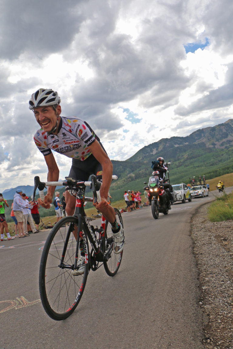 Lachlan Morton crushing the final climb to Empire Pass in stage 7 of the 2016 Tour of Utah. Morton would go on to win the stage and the overall win; reclaiming the lead from Andrew Talansky on the last day of the race. Photo by Dave Iltis