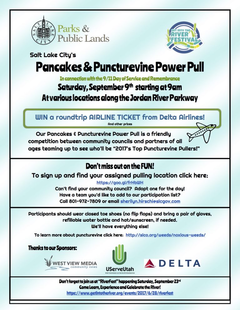 Puncturevine Pull on the Jordan River Parkway – September 9, 2017