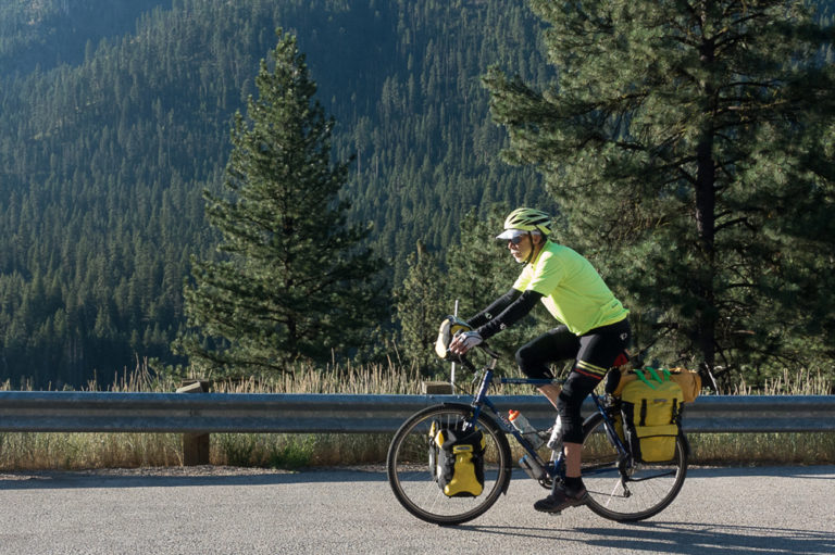 Kevin Earl on the climb to Grimes Pass. Photo by Robin Perkins