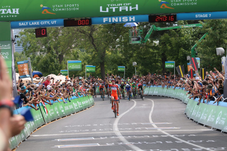 Marco Canola of Nippo-Vini Fantini winning stage 7 of the 2017 Tour of Utah. Photo by Dave Iltis