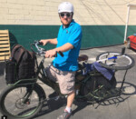 Duane Schaffer on a Pedego cargo e-bike. Photo by Miles Schaffer