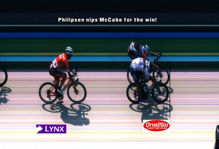 Phillipsen beats McCabe at the line by millimeters. 2018 Tour of Utah Stage 4, August 8, 2018, Salt Lake City, Utah. Photo by One2Go Event Services