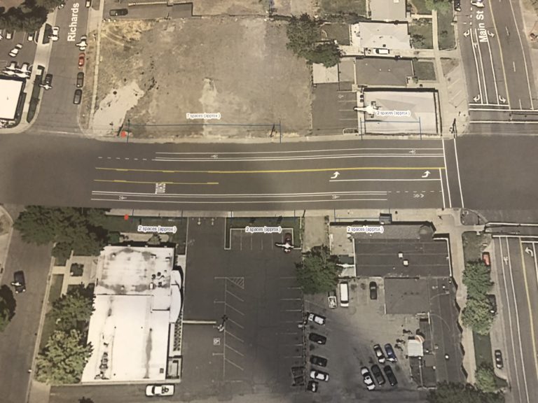 1700 S in Salt Lake City between State Street and 300 West would lose a traffic lane, and get buffered bike lanes under a 2018-19 CIP proposal. A preliminary design is shown.