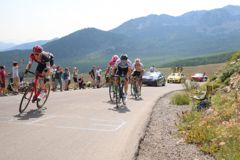 14 of the top teams in the world will race the 2019 Tour of Utah. Here, riders crest Empire Pass in Stage 6 of the 2018 Tour of Utah. Park City, Utah. Photo by Dave Iltis
