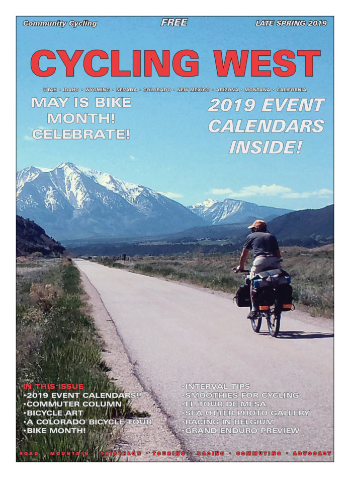 Cycing West - Cycling Utah May - Late Spring 2019 Cover Photo: John Roberson bike path south from Glenwood Springs on a bicycle tour of Western Colorado. Photo by John Roberson
