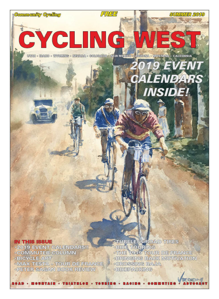 Cycling West Summer 2019 Issue Cover Art: 1921 Tour de France. Watercolor by Richard Vroom. Follow Richard on Instagram: @richvroom