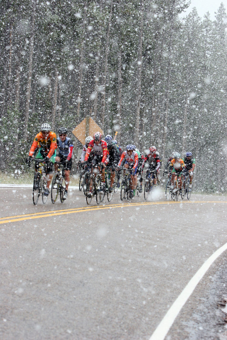 The 2005 LOTOJA was filled with snow, rain, and cold cyclists. Photo by Joaquim Hailer