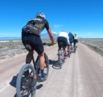 Pace line riding east wiht Pilot Peak
