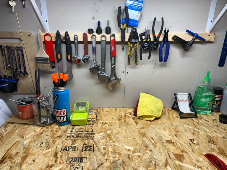 Keeping a clean workbench isn't just about presentation, it really helps you to make sure everything made it back on your bike! Photo by Eric Ramirez