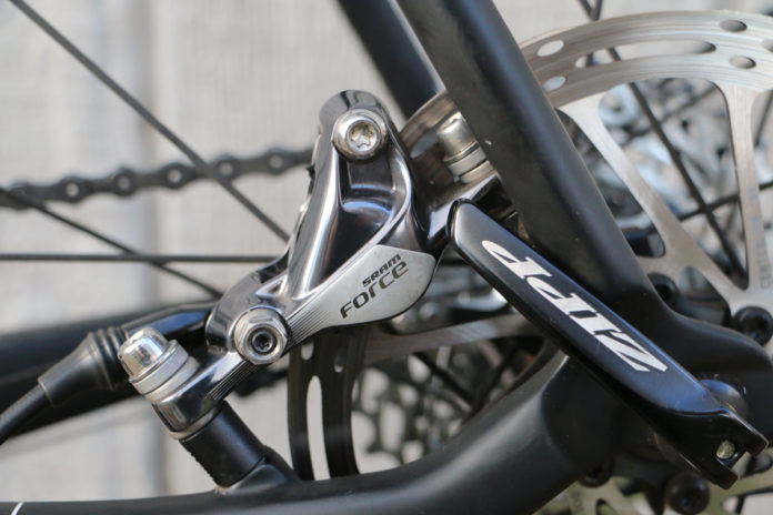 SRAM's Force Hydraulic Disc Brakes provide incredible stopping power.