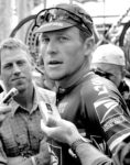 Lance Armstrong talking to media. Photo by Elizabeth Kreutz, courtesy ESPN