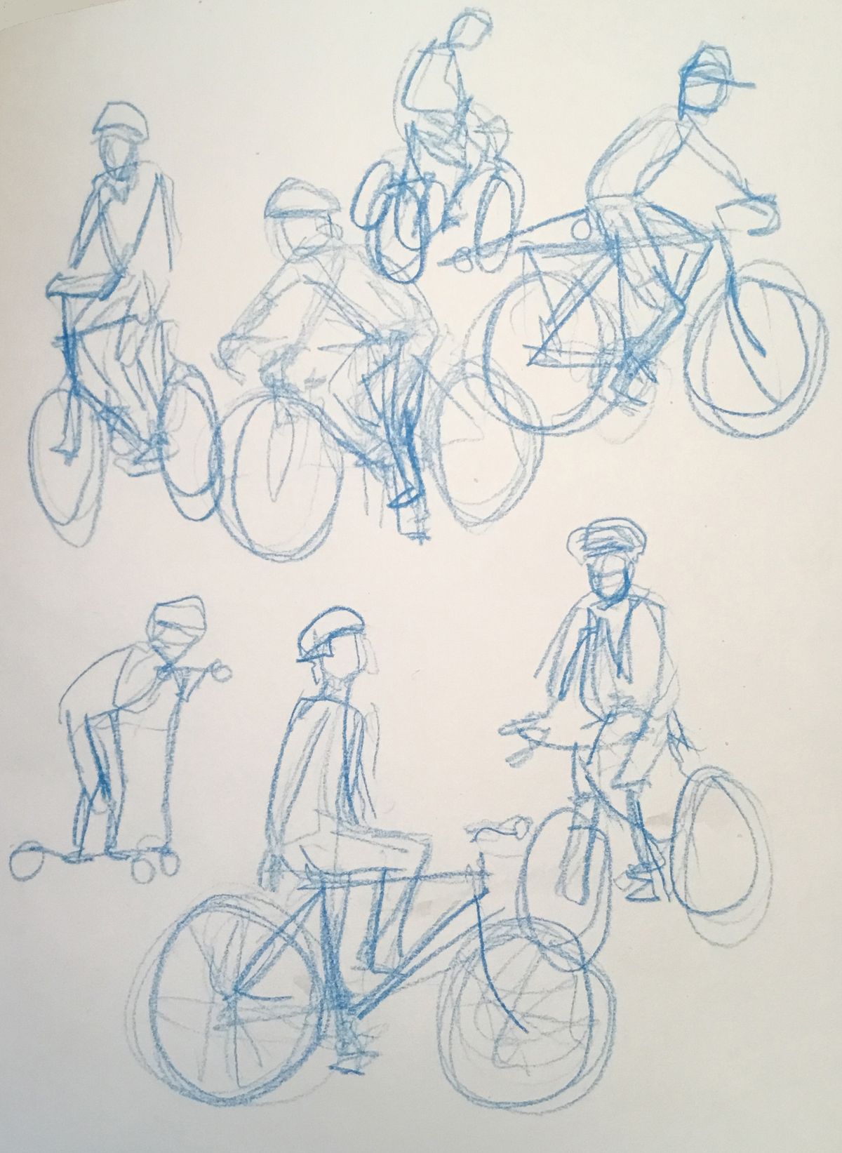 Artist: Anthony Ryan, Title: Golden Gate Park Rollers, Medium: pencil (sketchbook page)