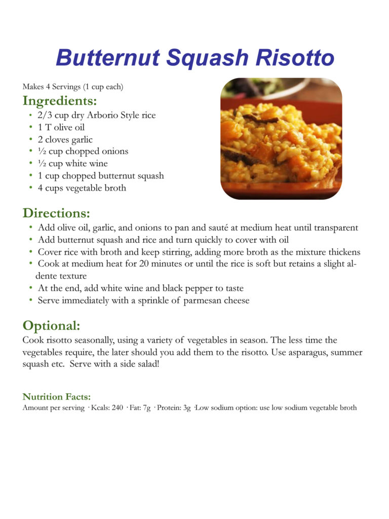Butternut Squash Risotto recipe, courtesy Breanne Nalder-Harward