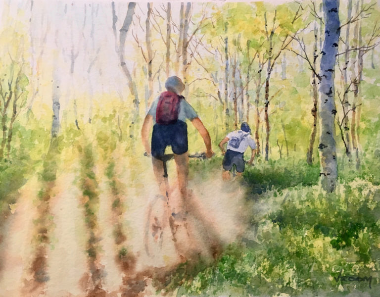 Mountain Biking in Park City Watercolor