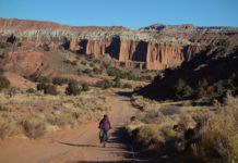 Bikepacking the Cathedral Valley Danni descends into Cathedral Valley. Photo by Jill Homer