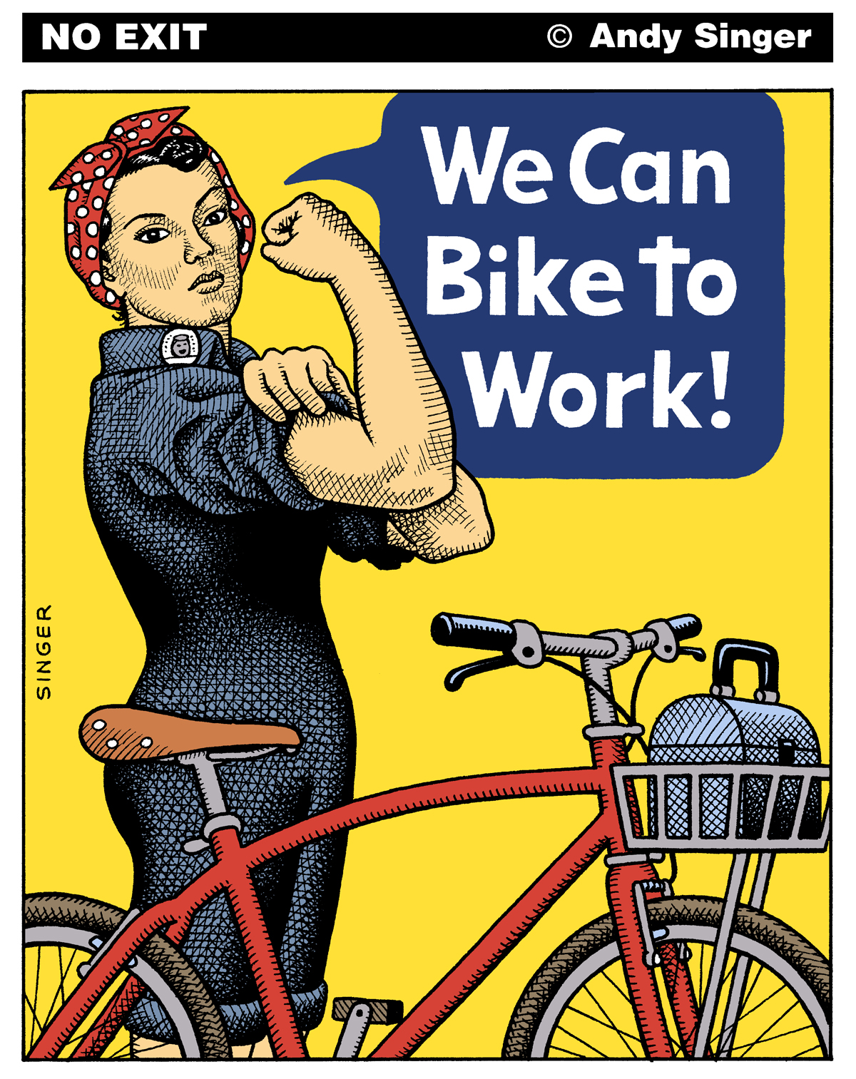 No Exit Bike Cartoon We Can Bike to Work Cycling West