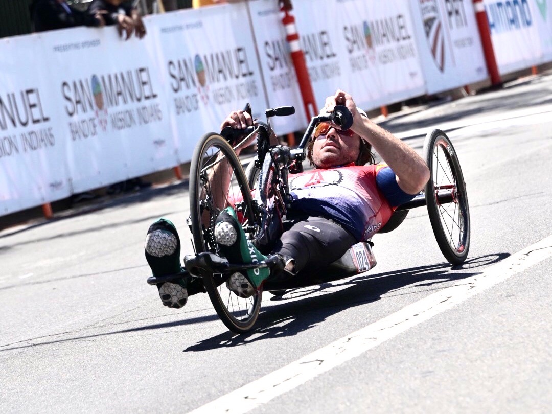 Ricardo Rincon races to second in the MH3 category. Photo by Michael Easley, courtesy Redlands Cycling Classic