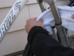 Wipe off the stanchion tubes. Photo by Eric Ramirez