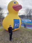 Kathleen and the Big Duck! Belgian Cyclocross. Photo courtesy Don Haywood