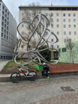 Waiting for a delivery. Cycling in Madrid, Spain, 2024. Photo by Dave Iltis