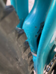 Hidden paint damage behind the seat tube. Photo by Tom Jow