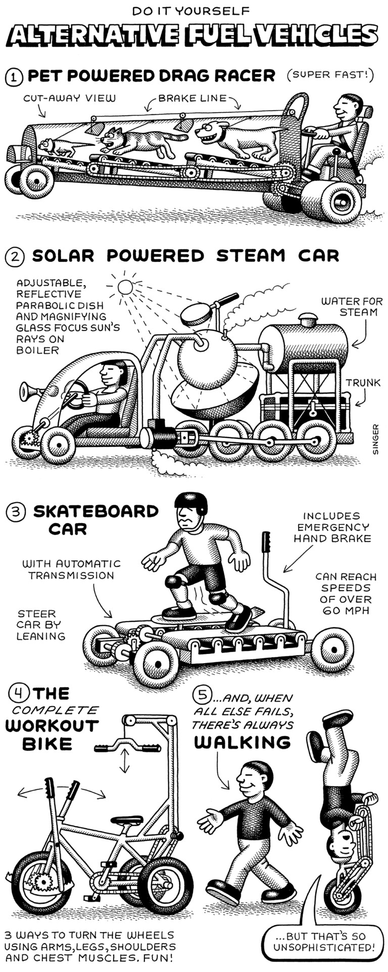 No Exit Cartoons: DIY Alternative Fuel Vehicles, by Andy Singer