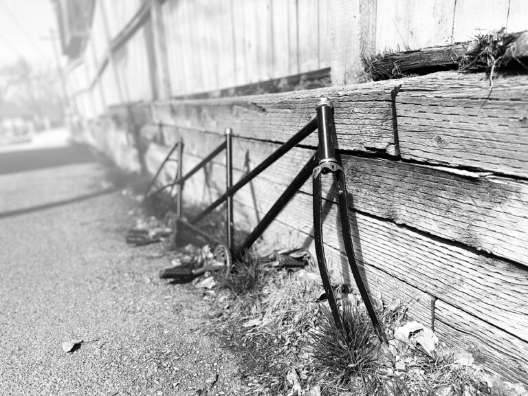 An abandoned tandem bicycle. Photo by Dave Iltis