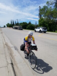 Nancy in transit on the outskirts of Warroad. Photo by Nancy Ziegler