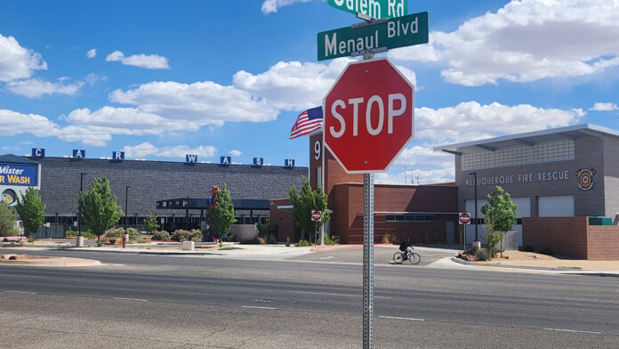 New Mexico is implementing the Idaho Stop Law starting July 1, 2025. This photo features the Albuquerque car wash from Breaking Bad. Photo by Mark Phillips
